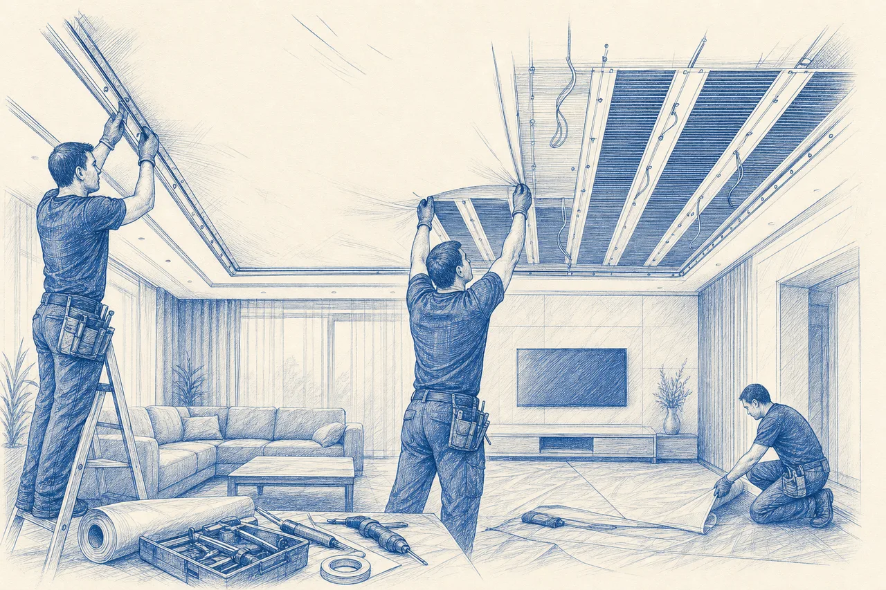 Stretch ceiling installation in 1 day: how it goes